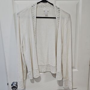 Chico's Ivory Open-Front Cardigan Size 2